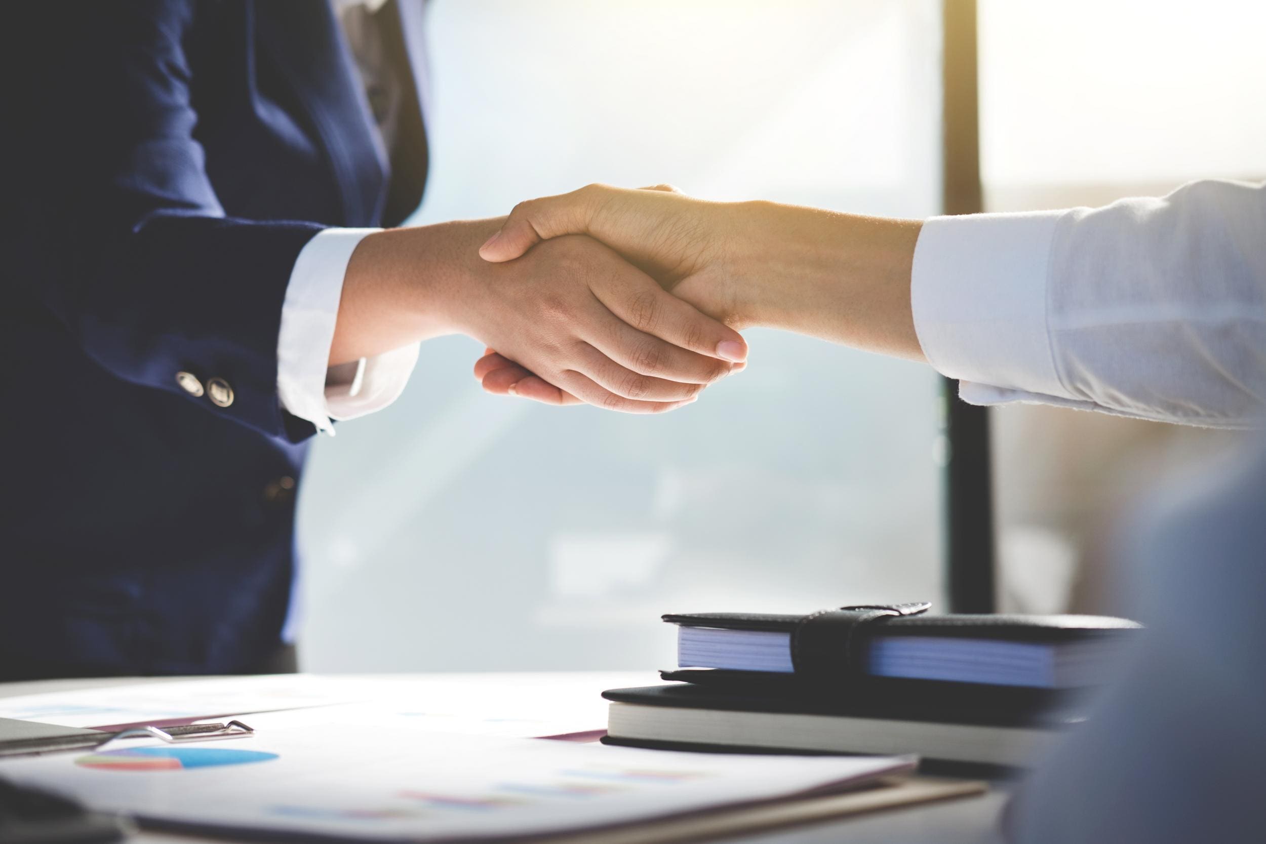 Two people shaking their hands